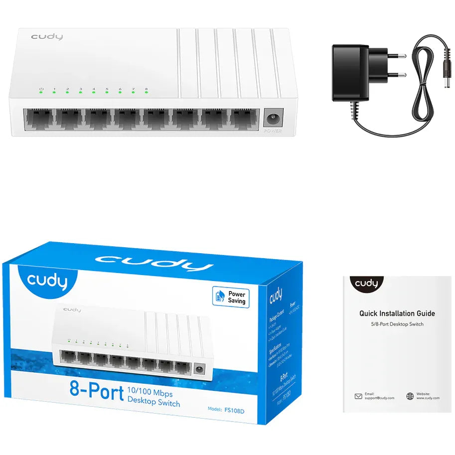Cudy FS108D 8-Port 10/100Mbps Fast Ethernet Unmanaged Desktop Switch