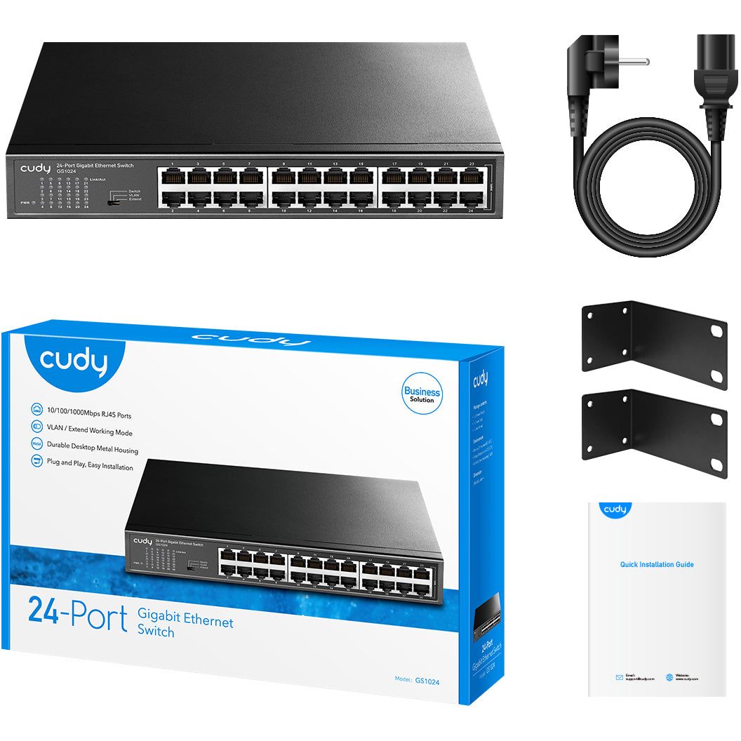 Cudy GS1024 24-Port Gigabit Unmanaged Ethernet Switch, Metal Rackmount
