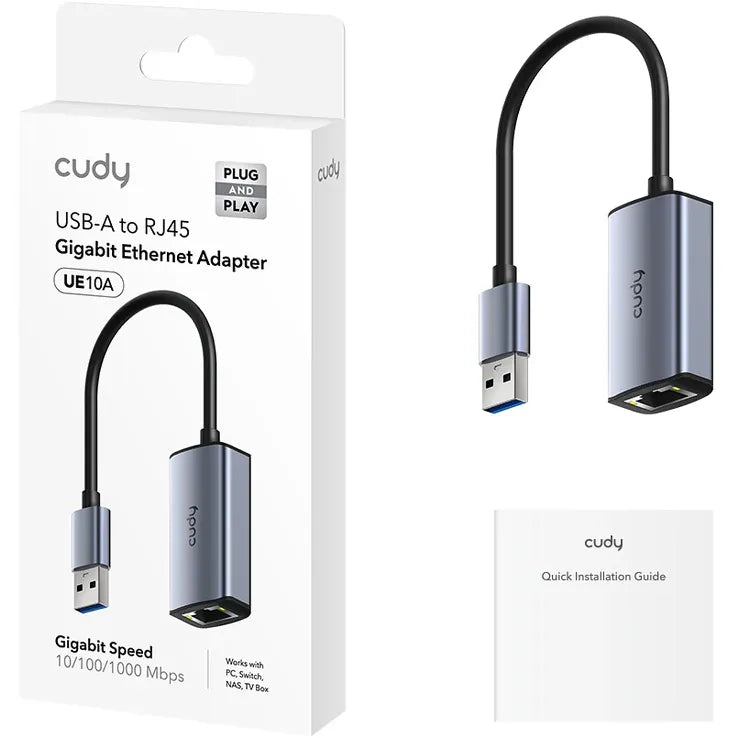Cudy UE10A USB 3.0 to Gigabit Ethernet Adapter, 1000Mbps LAN Converter, Plug & Play
