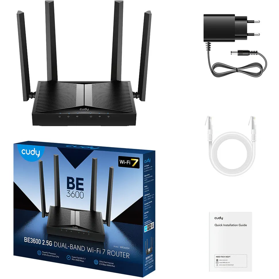 Cudy WR3600H AX3000 Wi-Fi 6 Router – Dual-Band Gigabit Wireless Router 2402Mbps + 574Mbps with MU-MIMO, OFDMA, WPA3, and 4× High-Gain Antennas