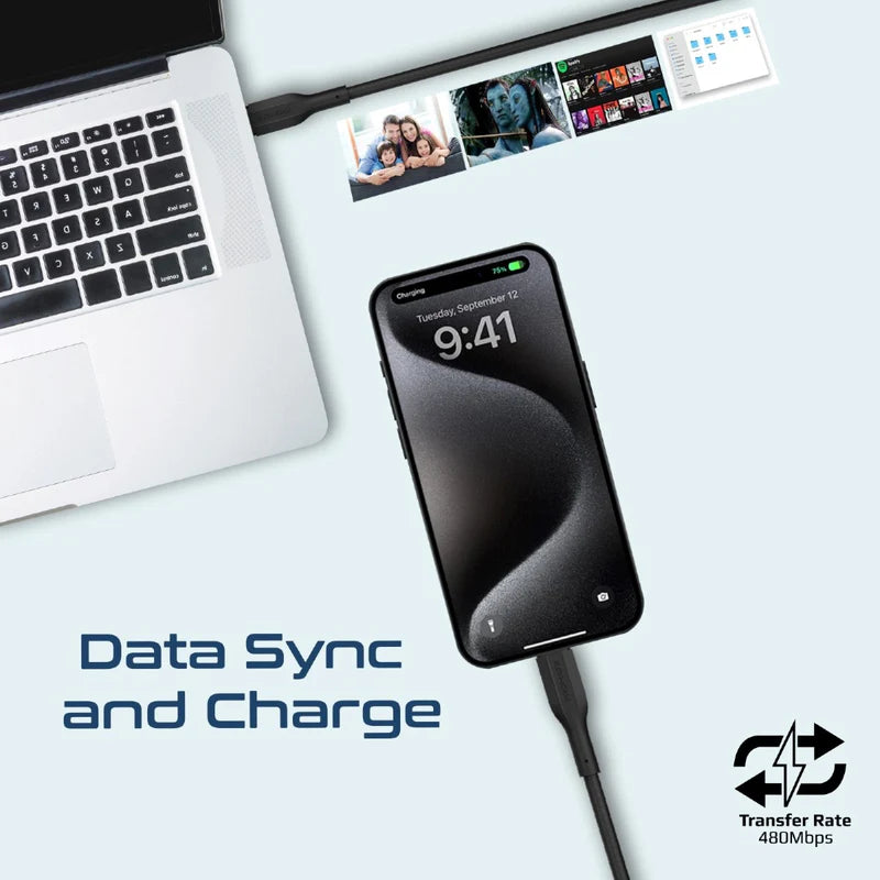 Promate CableKit-CC 3Pcs High Tensile Strength Data & Charge USB-C Cable kit