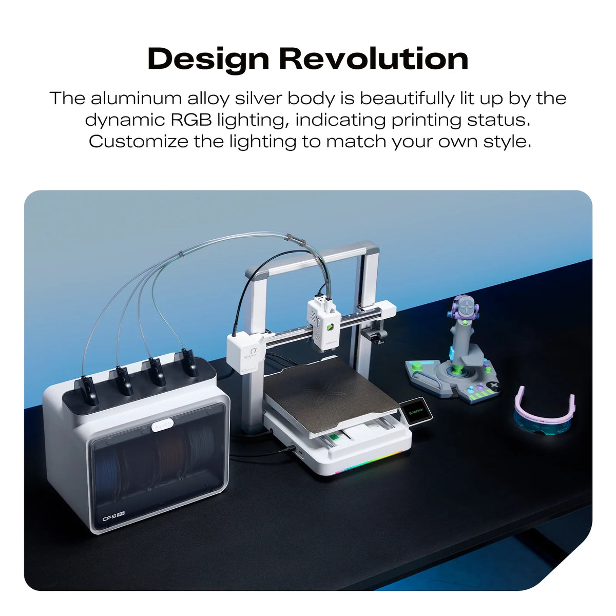 Creality SPARKX i7 Combo 3D Printer – High-Speed Multi-Color FDM – 260 × 260 × 255mm – 500mm/s Printing Speed – 300°C Nozzle – CFS Lite 4-Color System – Auto Bed Leveling – AI Camera – Wi-Fi Connectivity