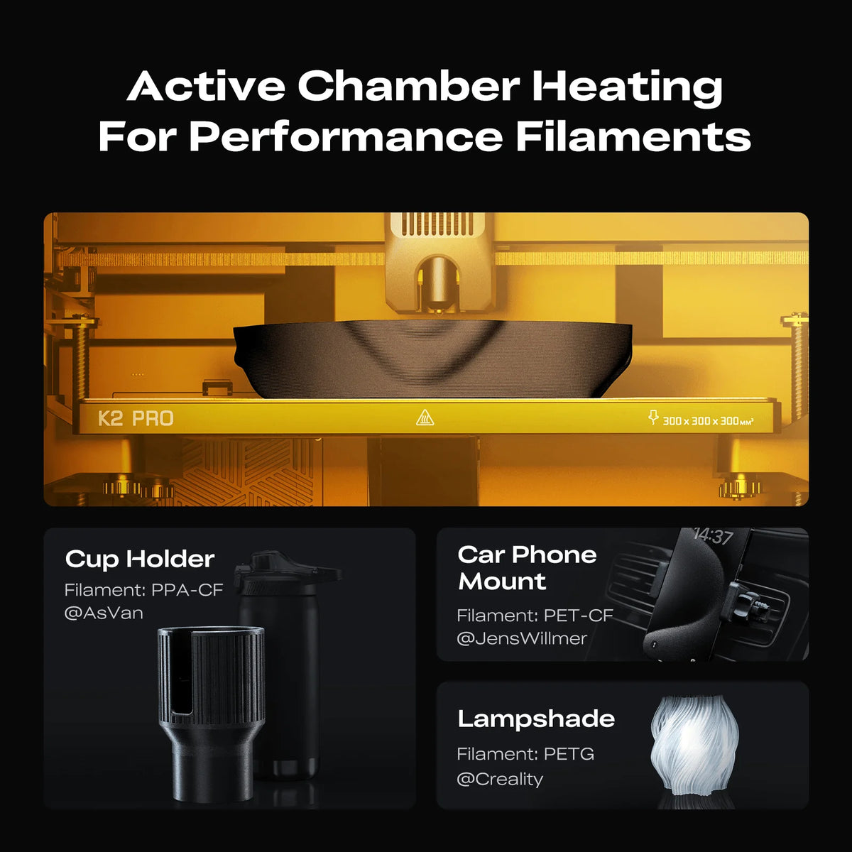 طابعة Creality K2 Pro Combo ثلاثية الأبعاد، حجم طباعة 300×300×300mm، طباعة عالية السرعة حتى 600mm/s، نظام CFS بأربعة ألوان قابل للتوسيع إلى 16 لونًا، حجرة تسخين بدرجة 60°C، فوهة بدرجة 300°C، كاميرات AI