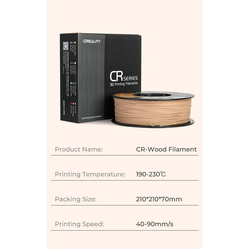 Creality PLA Wood Filament 1.75 mm, Smooth Silk Texture, Toughness