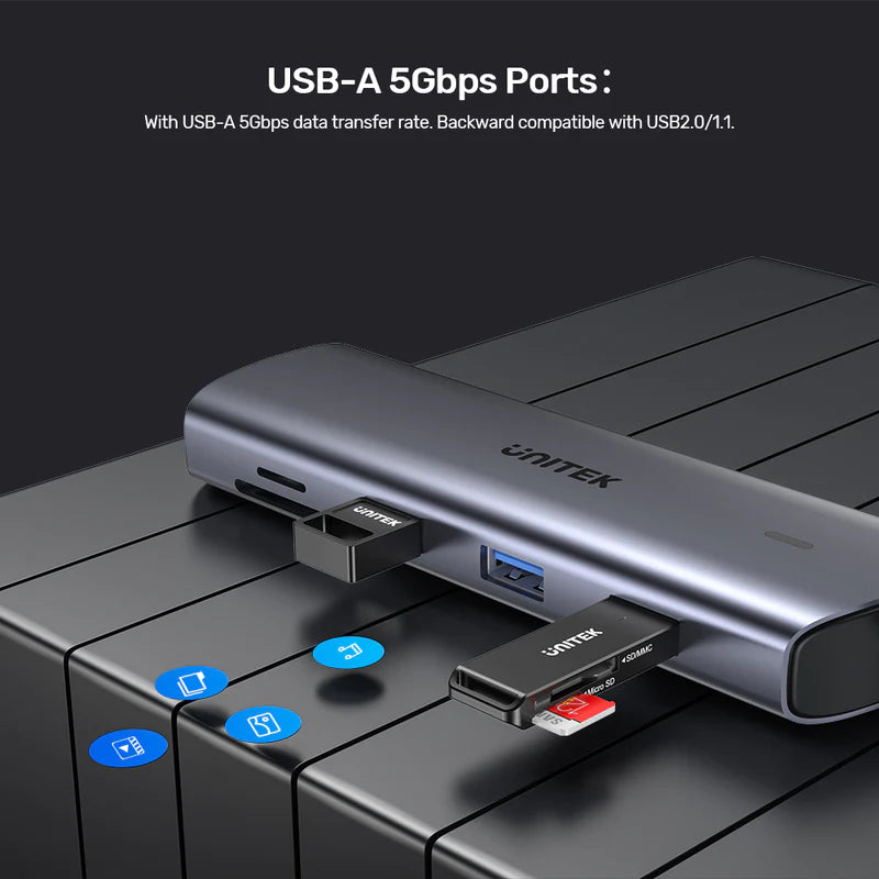 UNITEK 9-in-1 USB-C Hub With Dual Monitors, 100W Power Delivery and Dual-Slot Card Reader