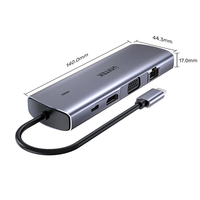 UNITEK 9-in-1 USB-C Hub With Dual Monitors, 100W Power Delivery and Dual-Slot Card Reader