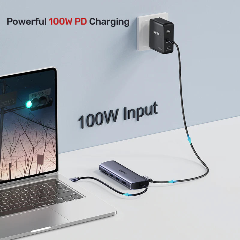 UNITEK 9-in-1 USB-C Hub With Dual Monitors, 100W Power Delivery and Dual-Slot Card Reader