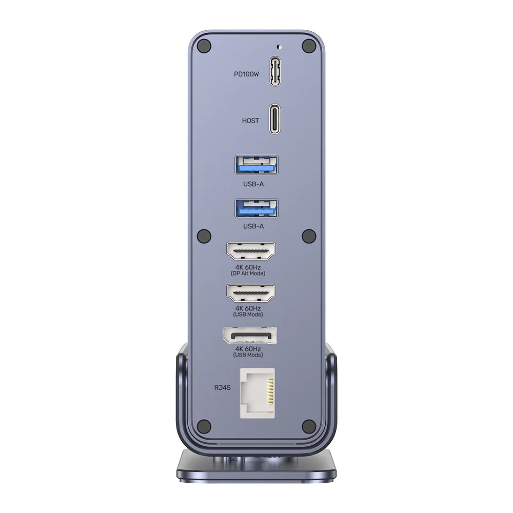 محطة إرساء يونيتيك D1135A يونيفرسال ديسبلاي لينك ثلاثية 4K - موزع USB-C/USB-A 15 في 1، 3 شاشات 4K بتردد 60 هرتز، PD 100 واط، جيجابت إيثرنت، SD/MicroSD، مقبس صوت
