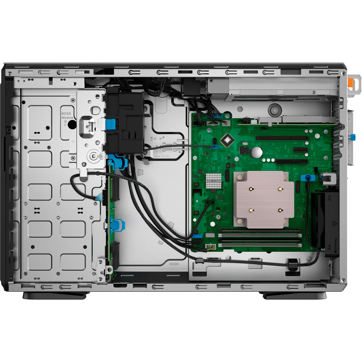خادم برج Dell PowerEdge T360، بمعالج Xeon 6315P بتردد 2.8 جيجاهرتز و4 أنوية، وذاكرة وصول عشوائي (RAM) سعة 16 جيجابايت من نوع DDR5 ECC، وقرص صلب سعة 2 تيرابايت، وقرص SSD سعة 480 جيجابايت، وبطاقة تحكم RAID من نوع PERC H355.
