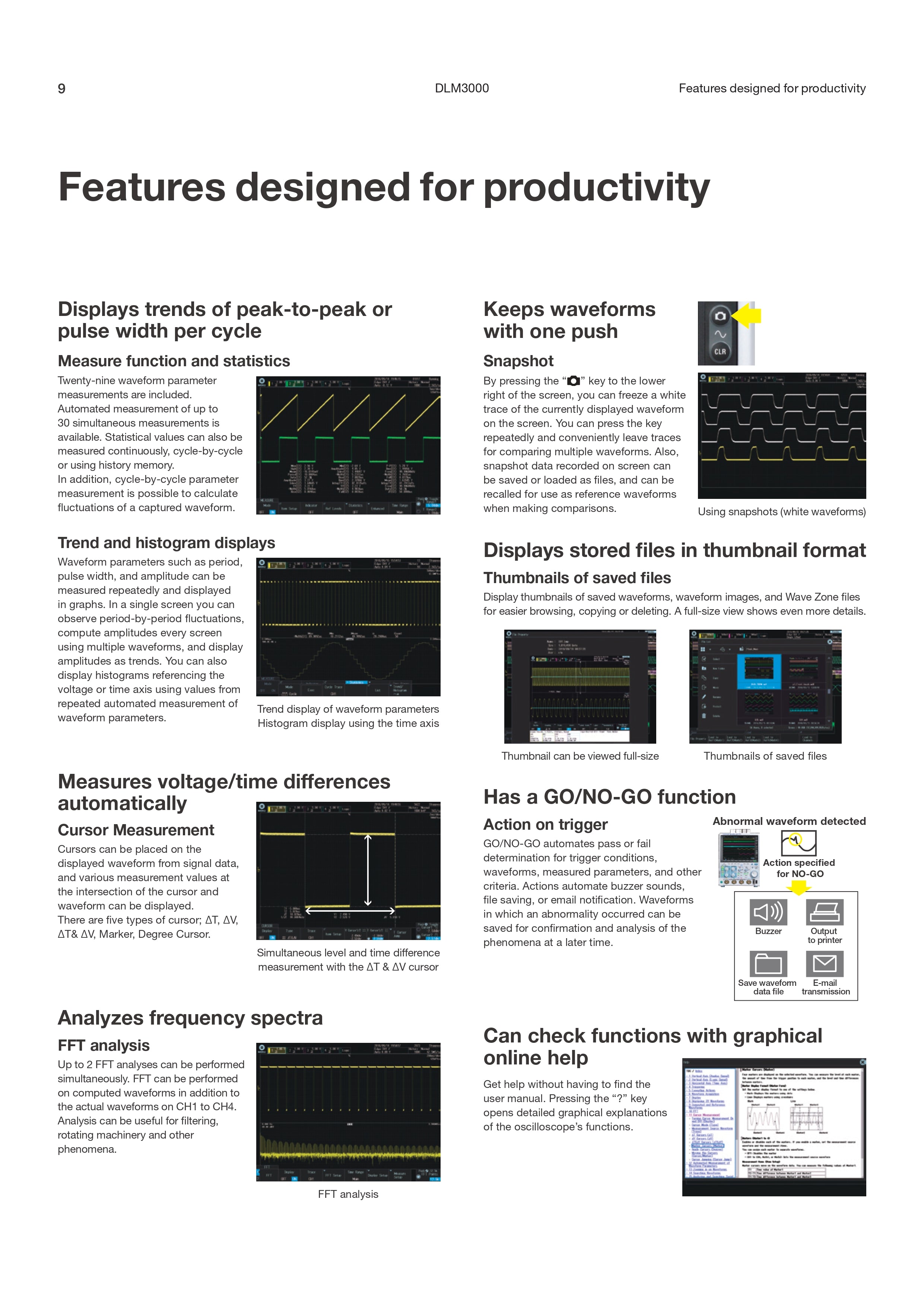 Yokogawa DLM3022 Mixed Signal Oscilloscope, 200 MHz, 2-Ch, 2.5 GS/s, 8.4" Touchscreen, 500 Mpts Memory, Serial Bus & Power Analysis Ready