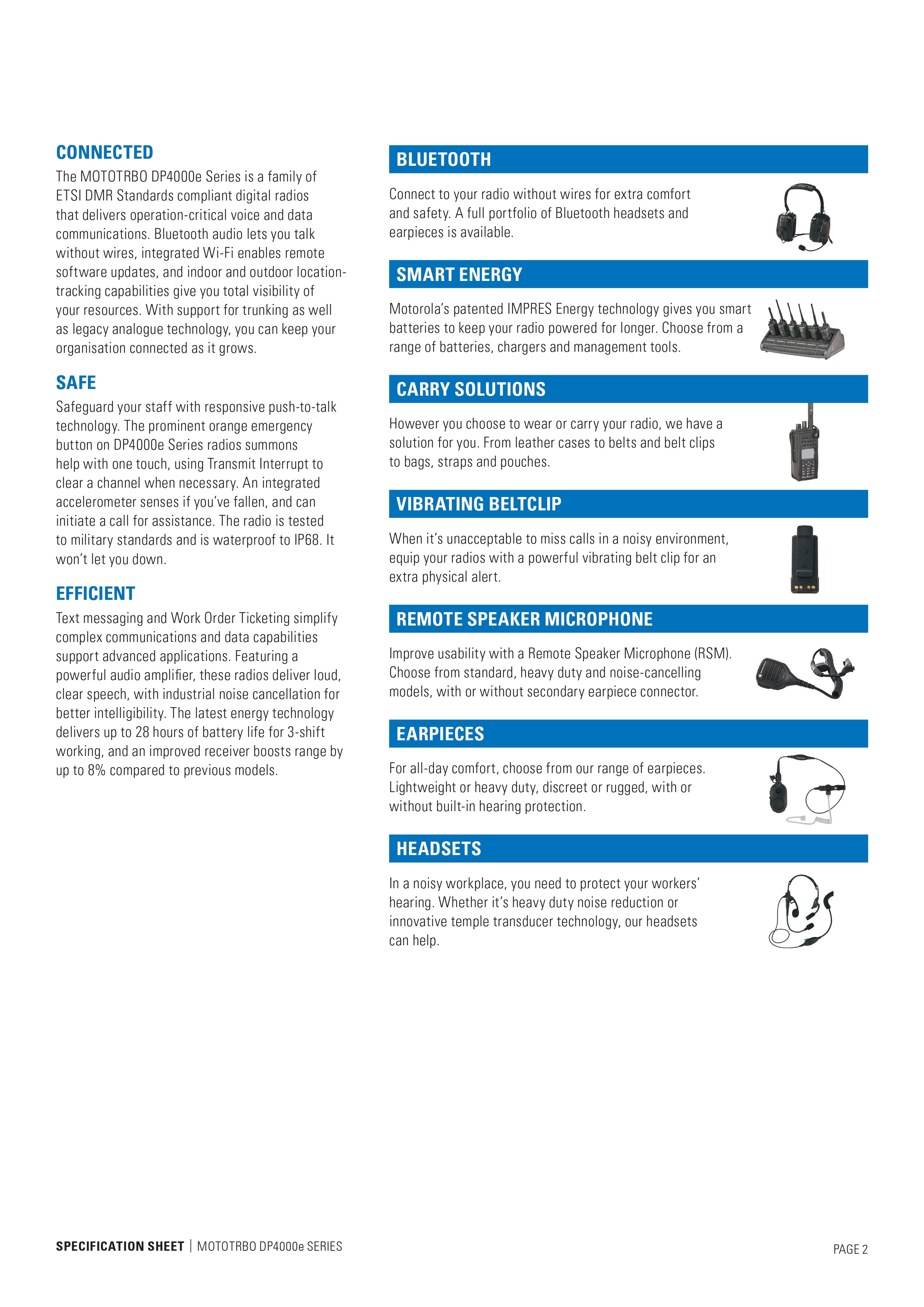 MOTOROLA MOTOTRBO DP4000e Series Digital Two-Way Radios, VHF/UHF, Up to 1000 Channels, IP68, GPS, Bluetooth, Wi-Fi