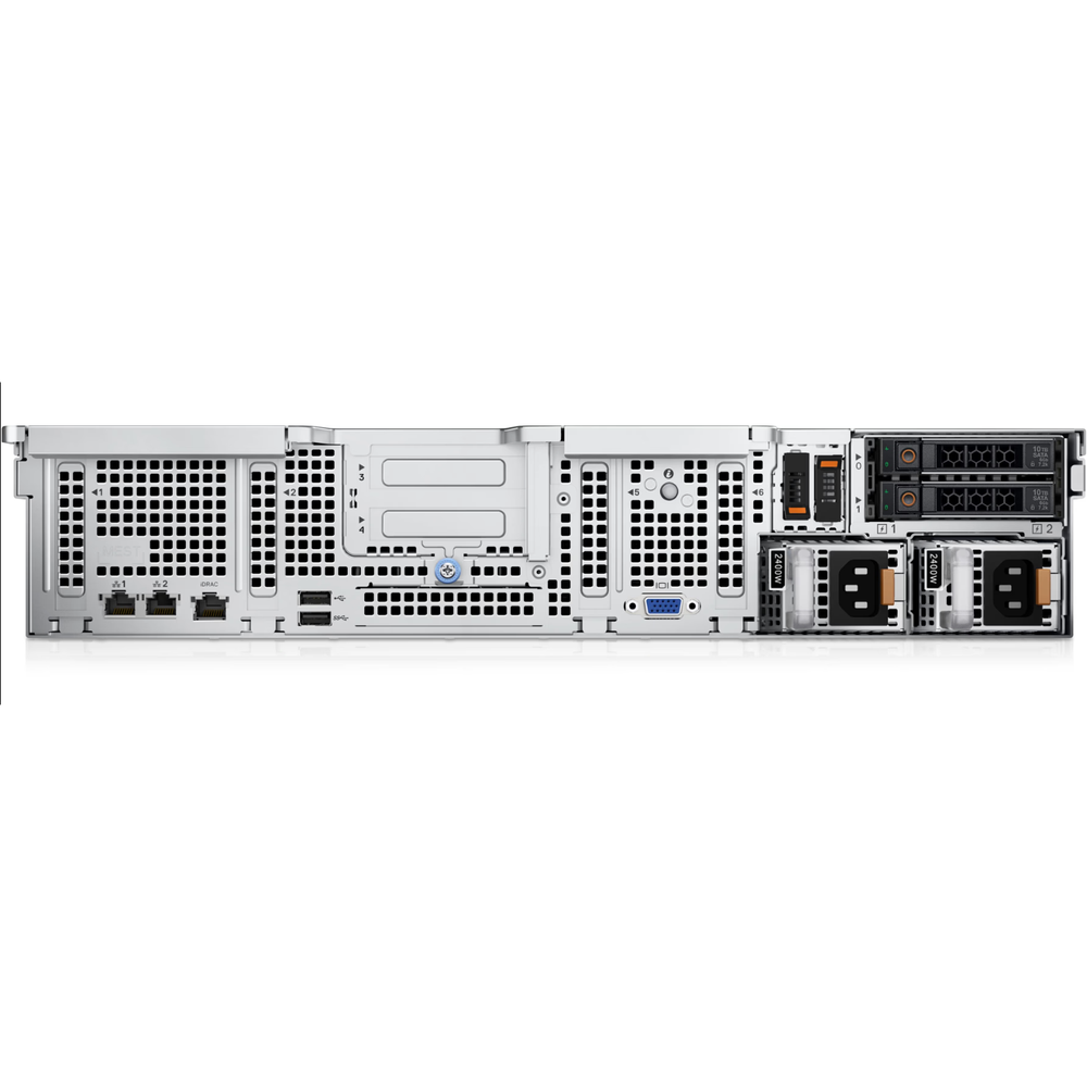 Dell PowerEdge R760xs CPU 2X 2.0GHZ Xeon Silver 4410 12Core، إجمالي 24، ذاكرة وصول عشوائي (RAM) سعة 64 جيجابايت DDR5، 2X 2.4T SAS، 2X 700WATT PS، 2 منفذ إيثرنت 1G، 2 منفذ SFP، خادم رف