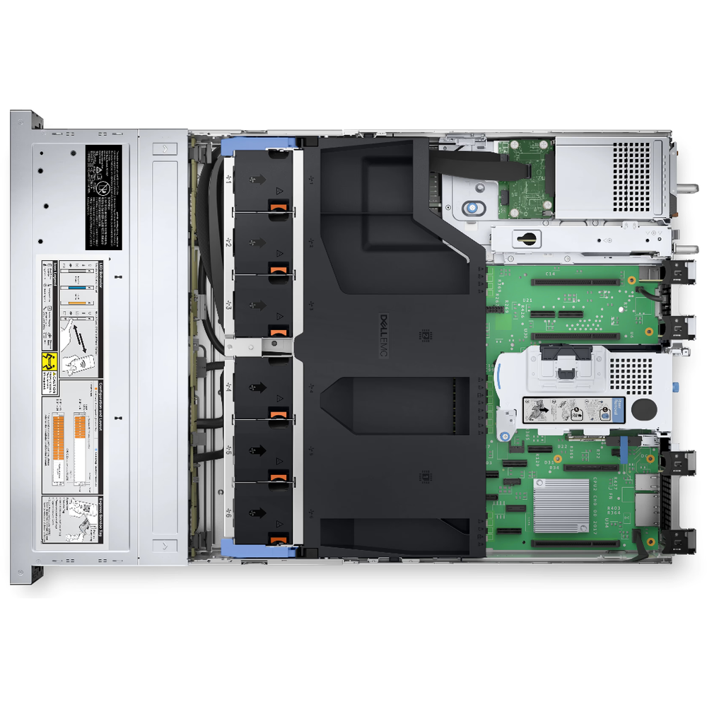 Dell PowerEdge R760xs CPU 2X 2.0GHZ Xeon Silver 4410 12Core، إجمالي 24، ذاكرة وصول عشوائي (RAM) سعة 64 جيجابايت DDR5، 2X 2.4T SAS، 2X 700WATT PS، 2 منفذ إيثرنت 1G، 2 منفذ SFP، خادم رف