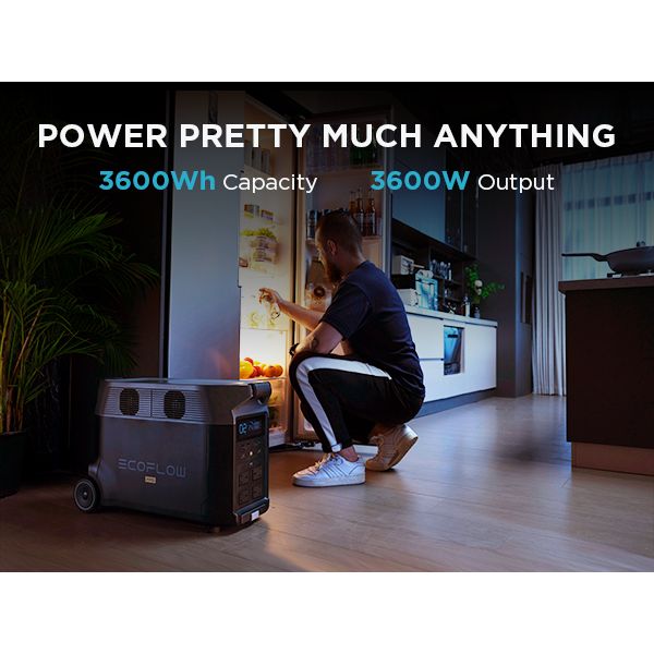 EcoFlow DELTA Pro Portable Power Station – 3600Wh LiFePO4, 3600W AC Output, 1600W Solar Input, Wi-Fi/Bluetooth