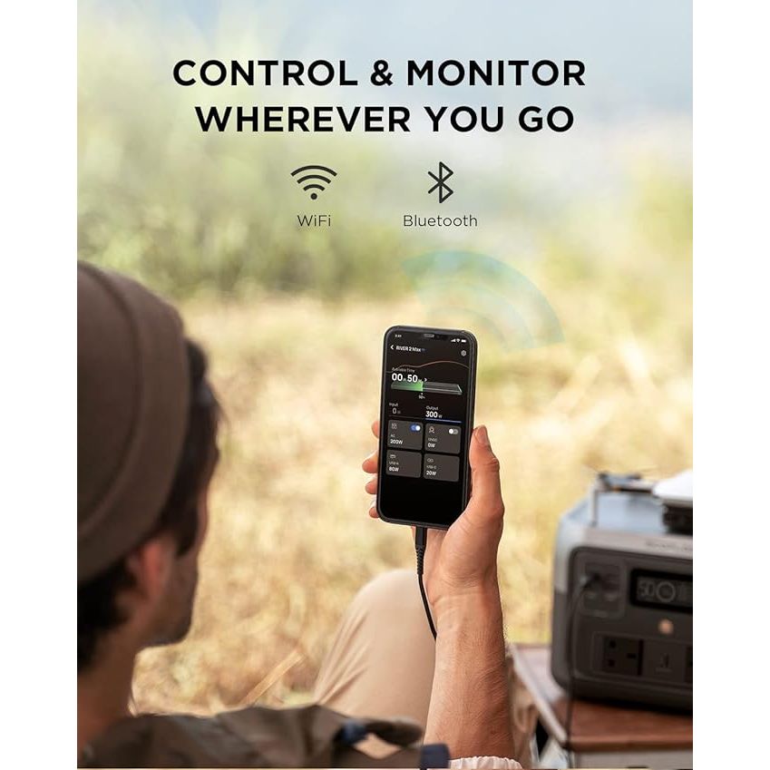 EcoFlow RIVER 2 Max Portable Power Station – 512Wh LiFePO4, 500W AC Output, Fast Charging, Solar Ready, Wi-Fi/Bluetooth