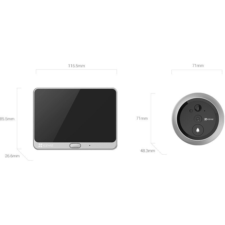 جرس باب لاسلكي EZVIZ DP2 بدقة 2K مزود بشاشة لمس مقاس 4.3 بوصة، وفيديو بدقة 2K، وكشف حركة ذكي، ومحادثة ثنائية الاتجاه، ورؤية ليلية