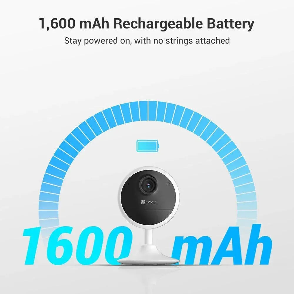 كاميرا EZVIZ CB1 داخلية تعمل بالبطارية بدقة 1080 بكسل مع خاصية اكتشاف الأشخاص، ومحادثة ثنائية الاتجاه، وقاعدة مغناطيسية، ورؤية ليلية بالأشعة تحت الحمراء، وعمر بطارية يصل إلى 40 يومًا