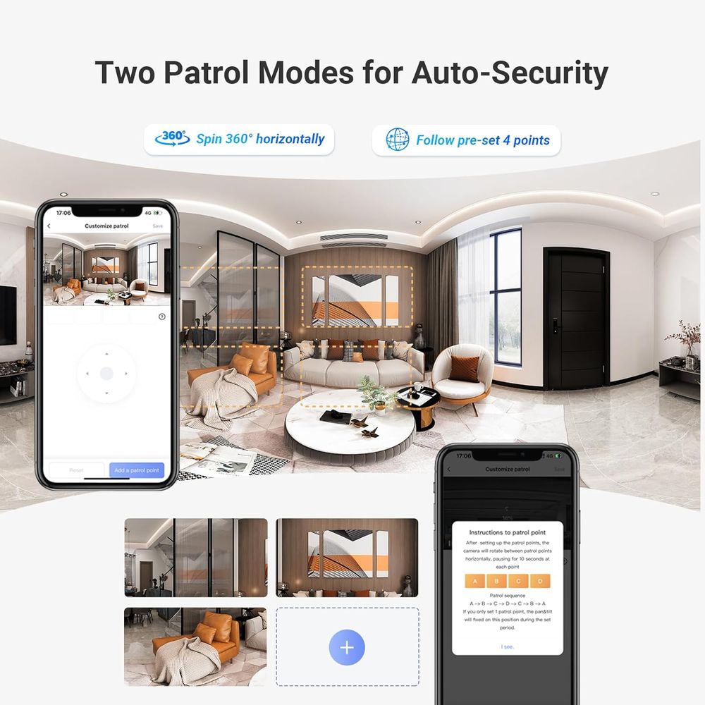 كاميرا EZVIZ H7c مزدوجة 2K+ مع خاصية Pan &amp; Tilt Wi-Fi وعدسات مزدوجة، وخاصية اكتشاف الإنسان بالذكاء الاصطناعي، ورؤية ليلية ملونة، ومحادثة ثنائية الاتجاه