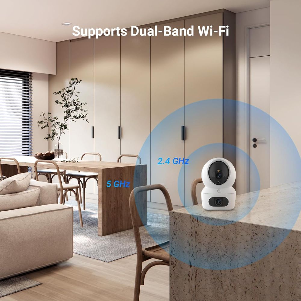 كاميرا EZVIZ H7c مزدوجة 2K+ مع خاصية Pan &amp; Tilt Wi-Fi وعدسات مزدوجة، وخاصية اكتشاف الإنسان بالذكاء الاصطناعي، ورؤية ليلية ملونة، ومحادثة ثنائية الاتجاه
