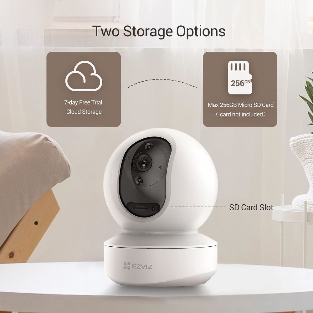 EZVIZ TY1 2MP Smart Wi-Fi Pan & Tilt Camera, 360° Coverage, Motion Tracking, Night Vision, Two-Way Talk, Supports 256GB microSD