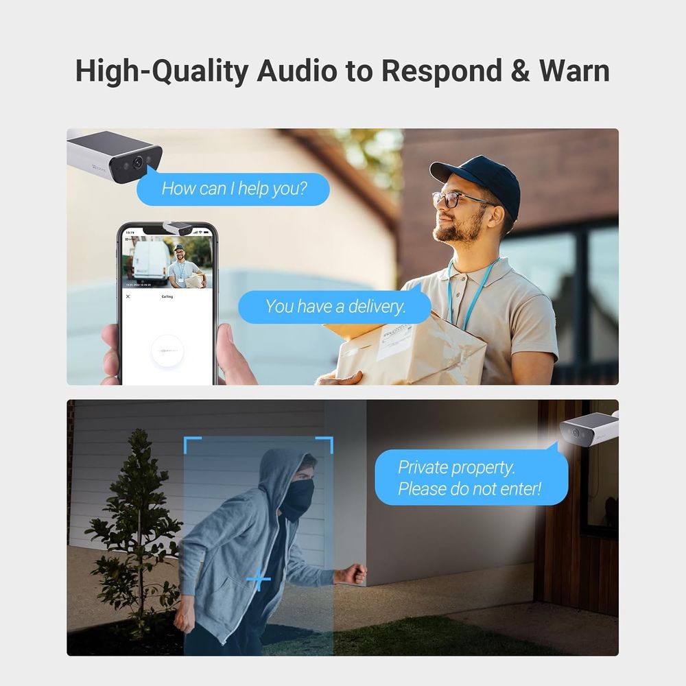 EZVIZ CS-CB5 Outdoor Smart Camera, 4K 8MP Solar Battery, Always-On Video, AI Human & Vehicle Detection, Color Night Vision