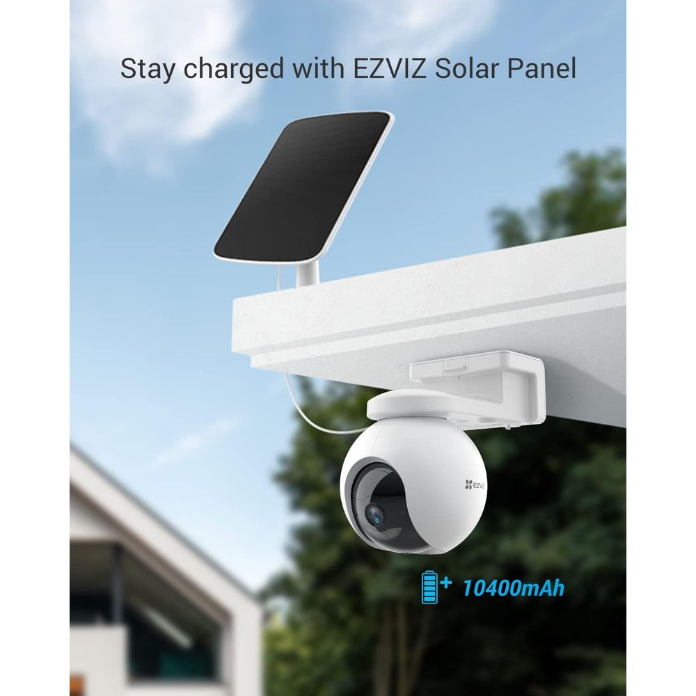 كاميرا EZVIZ CB8 2K تعمل بالبطارية، قابلة للتحريك والإمالة، مزودة بخاصية واي فاي، رؤية ليلية ملونة، تتبع تلقائي، بطارية 10400 مللي أمبير/ساعة، متوافقة مع الطاقة الشمسية، رؤية بزاوية 360 درجة، اتصال ثنائي الاتجاه
