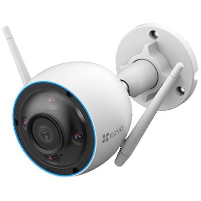 كاميرا EZVIZ H3 الذكية للمنزل بتقنية Wi-Fi بدقة 3K مع خاصية اكتشاف الأشخاص/المركبات بالذكاء الاصطناعي، ورؤية ليلية ملونة، وصفارات الإنذار والضوء الساطع، وتصنيف IP67، ودعم سعة تخزين 512 جيجابايت