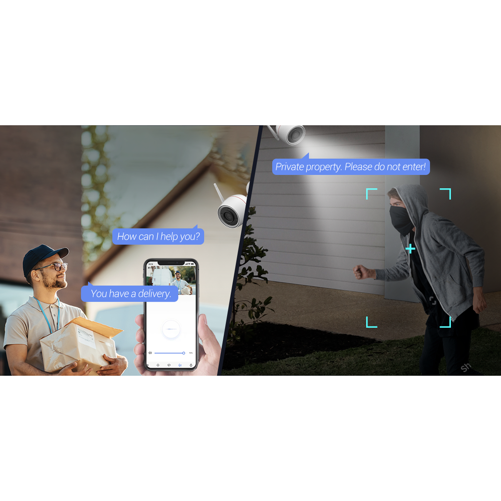 كاميرا مراقبة خارجية ذكية EZVIZ H3c 2K+ مزودة بتقنية Wi-Fi مع رؤية ليلية ملونة واكتشاف الذكاء الاصطناعي ومحادثة ثنائية الاتجاه