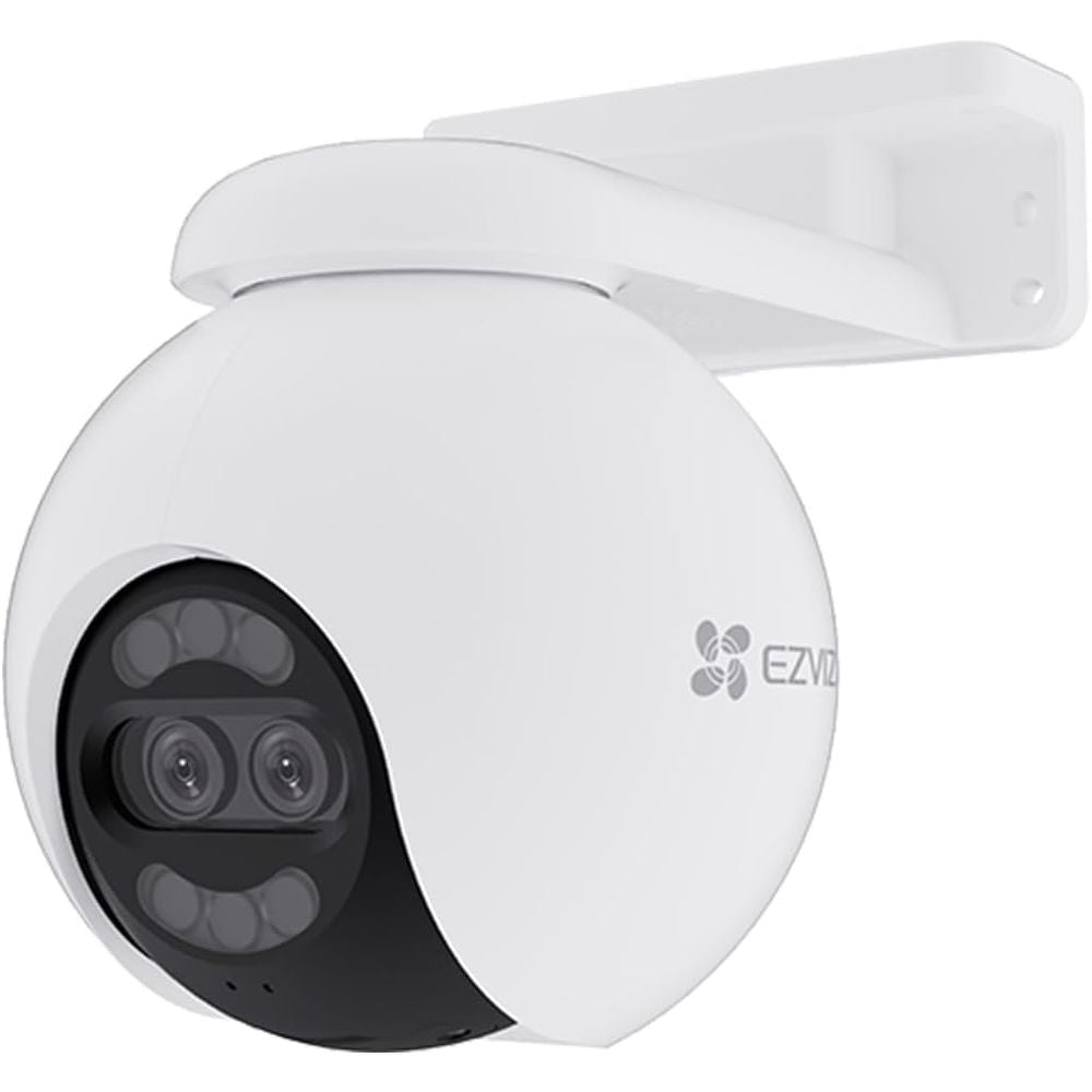 كاميرا EZVIZ H80x مزدوجة 4K Pan &amp; Tilt Wi-Fi، رؤية ليلية ملونة كاملة، تتبع تلقائي، اكتشاف الذكاء الاصطناعي، عرض 360 درجة، محادثة ثنائية الاتجاه، IP65، microSD/Cloud