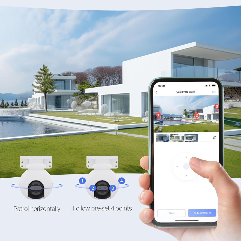 EZVIZ H80x Dual 4K Pan & Tilt Wi-Fi Camera, ColorFULL Night Vision, Auto-Tracking, AI Detection, 360° View, 2-Way Talk, IP65, microSD/Cloud