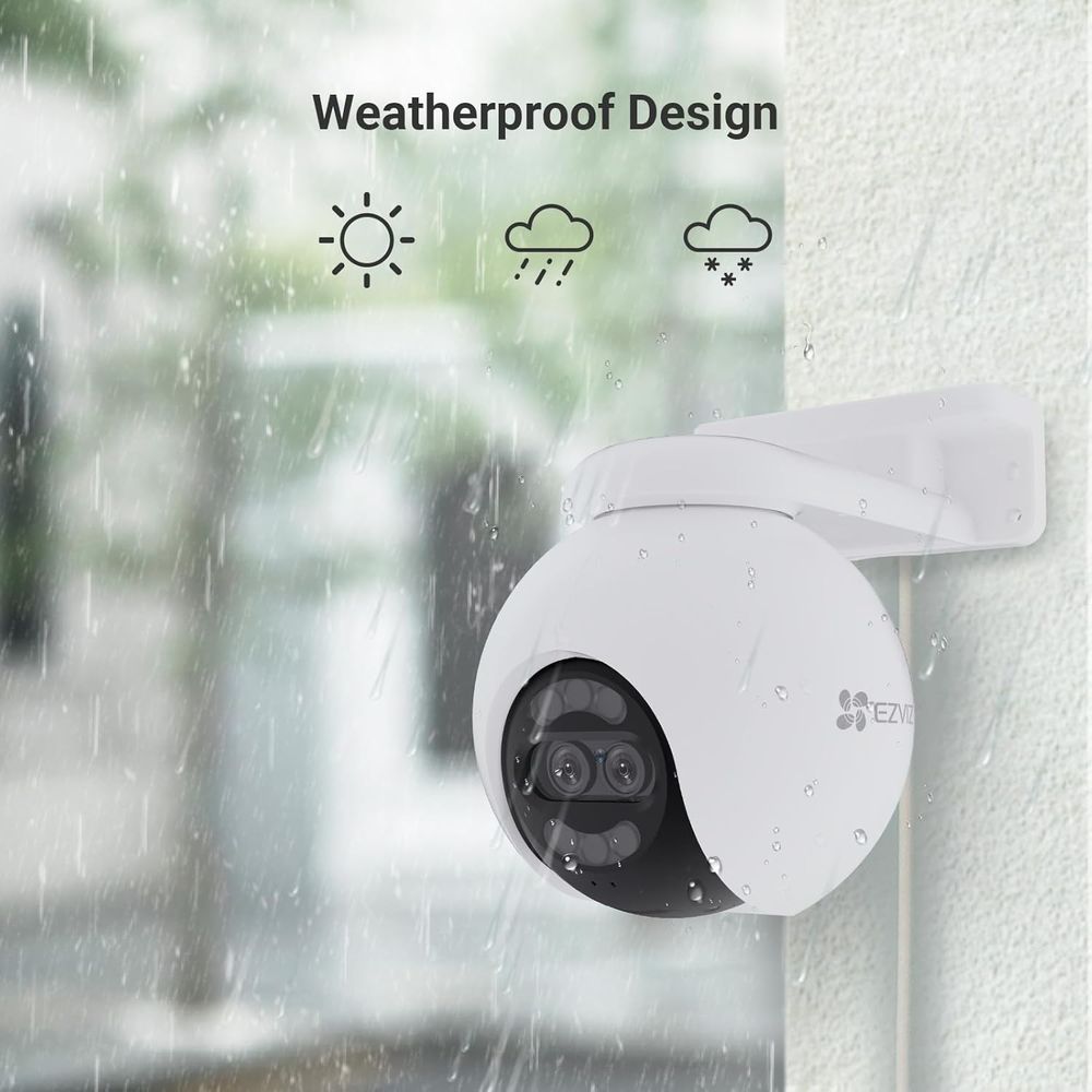 EZVIZ H80x Dual 4K Pan & Tilt Wi-Fi Camera, ColorFULL Night Vision, Auto-Tracking, AI Detection, 360° View, 2-Way Talk, IP65, microSD/Cloud