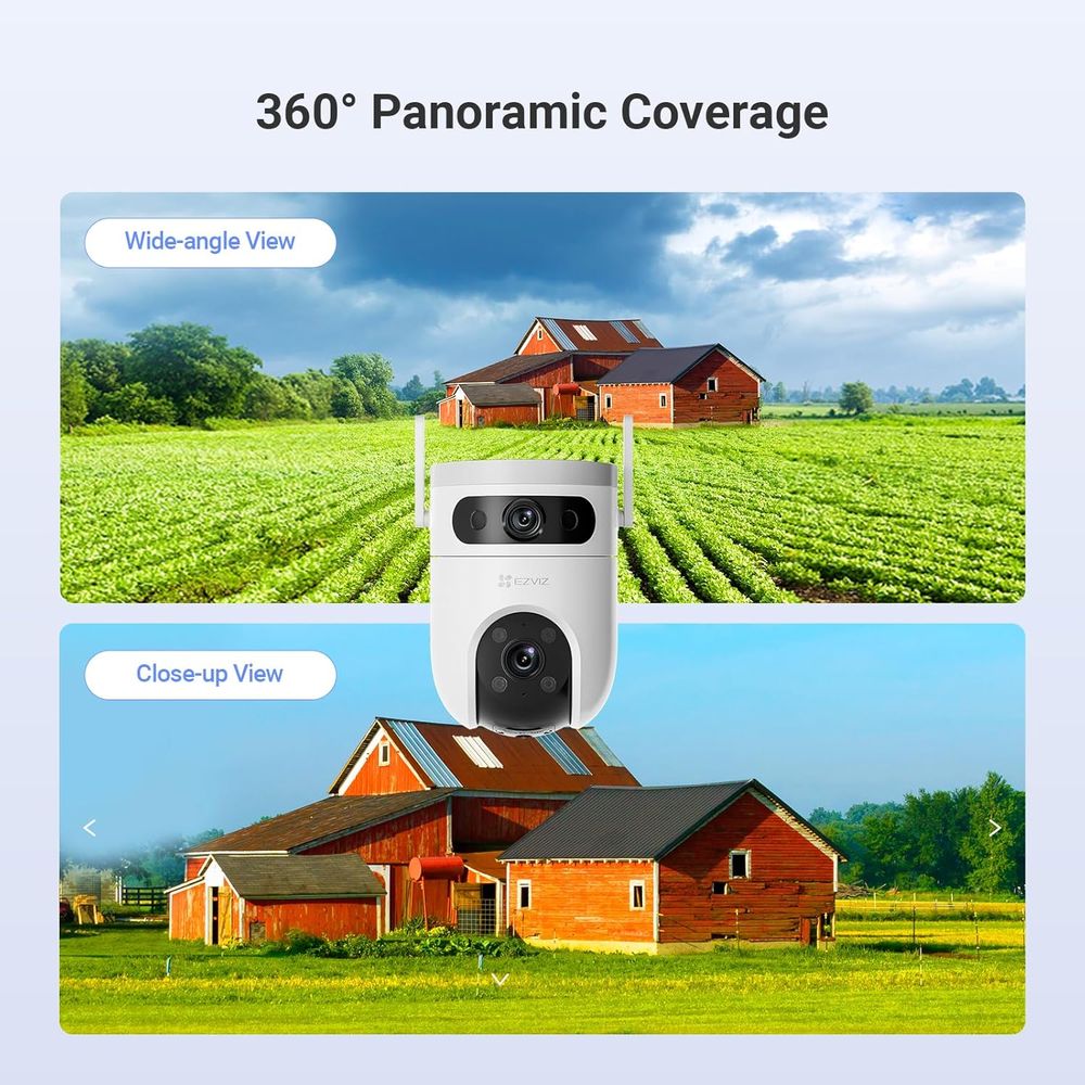 EZVIZ H9c 3K Dual-Lens Wi-Fi Pan & Tilt Camera, AI Detection, Color Night Vision, 360° View, Siren, Alexa Compatible, MicroSD & Cloud Storage
