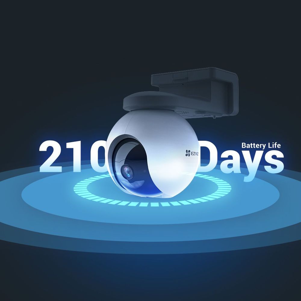 كاميرا EZVIZ HB8 2K+ خارجية تعمل بالبطارية مع تحريك وإمالة وتغطية 360°، كشف ذكي للبشر، وذاكرة eMMC بسعة 32 جيجابايت