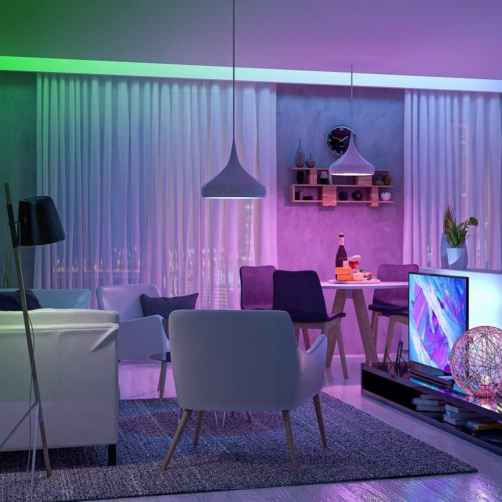 مصباح LED ذكي EZVIZ LB1 متعدد الألوان مزود بخاصية Wi-Fi مع 16 مليون لون، وتحكم صوتي، وسطوع قابل للتعتيم، والتحكم عبر التطبيق، ولا يتطلب موزعًا