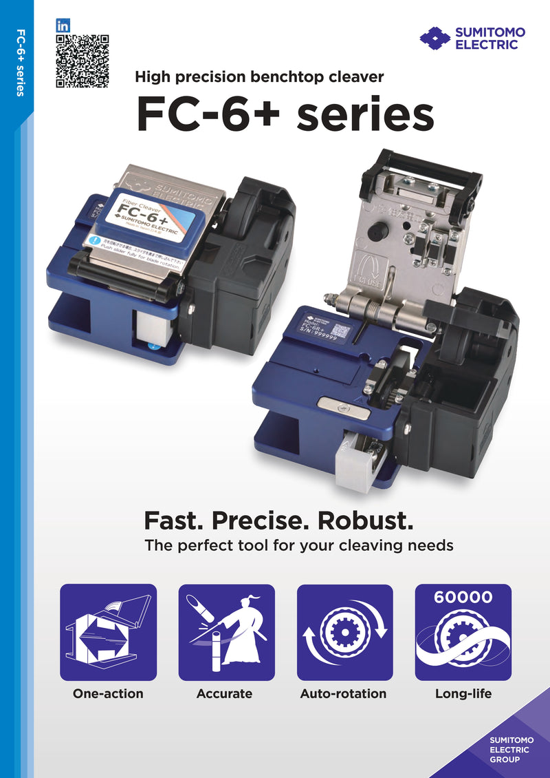 Sumitomo FC-6+ Series High Precision Fiber Cleaver | Single and Ribbon Fiber | Auto-Rotating Blade | One-Action Cleave | Carrying Case Included