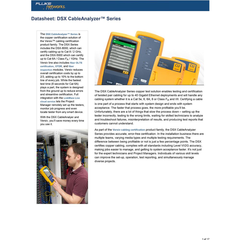 Fluke Networks Cable Analyzer Kit Copper Fiber Certification Teste Fluke Networks Cable Analyzer Kit Copper Fiber Certification Teste