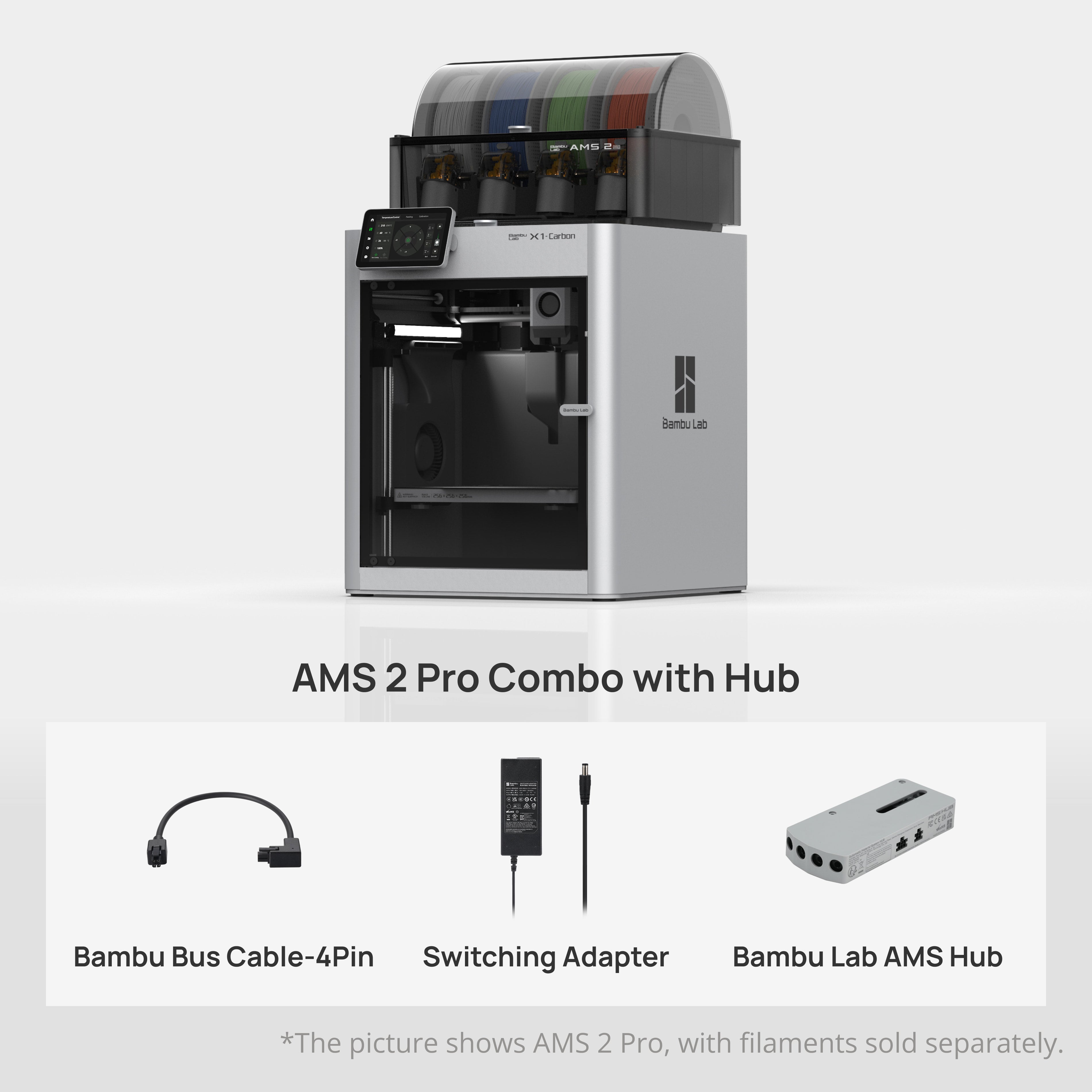 Bambu Lab X1 Carbon 3D Printer – 256×256×256 mm, All‑Metal Hotend 300 °C, 500 mm/s, Dual-LIDAR Auto-Level, AI Spaghetti Detection, 5″ Touchscreen