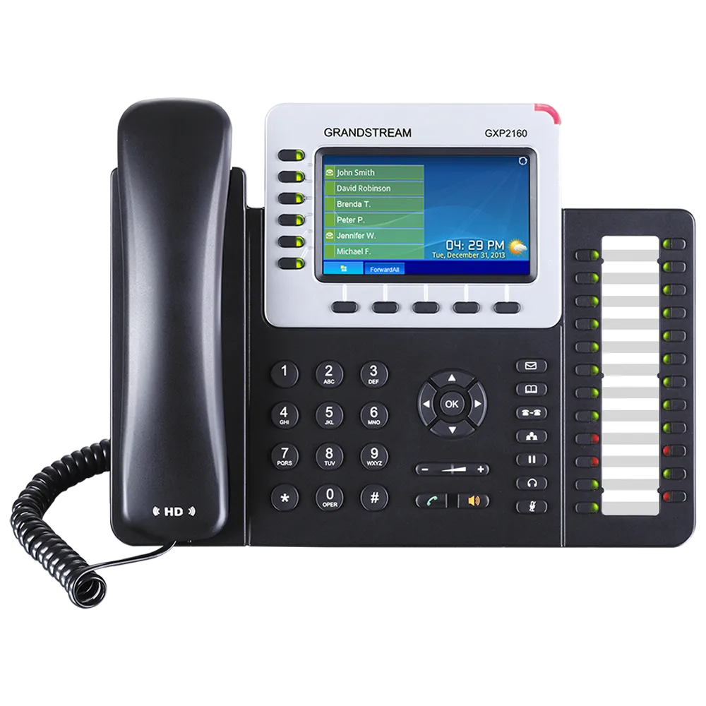 Grandstream GXP2160 IP Phone with 6 SIP Lines, 4.3" Color Display, HD Audio, 5-Way Conferencing, Dual Gigabit Ports & PoE