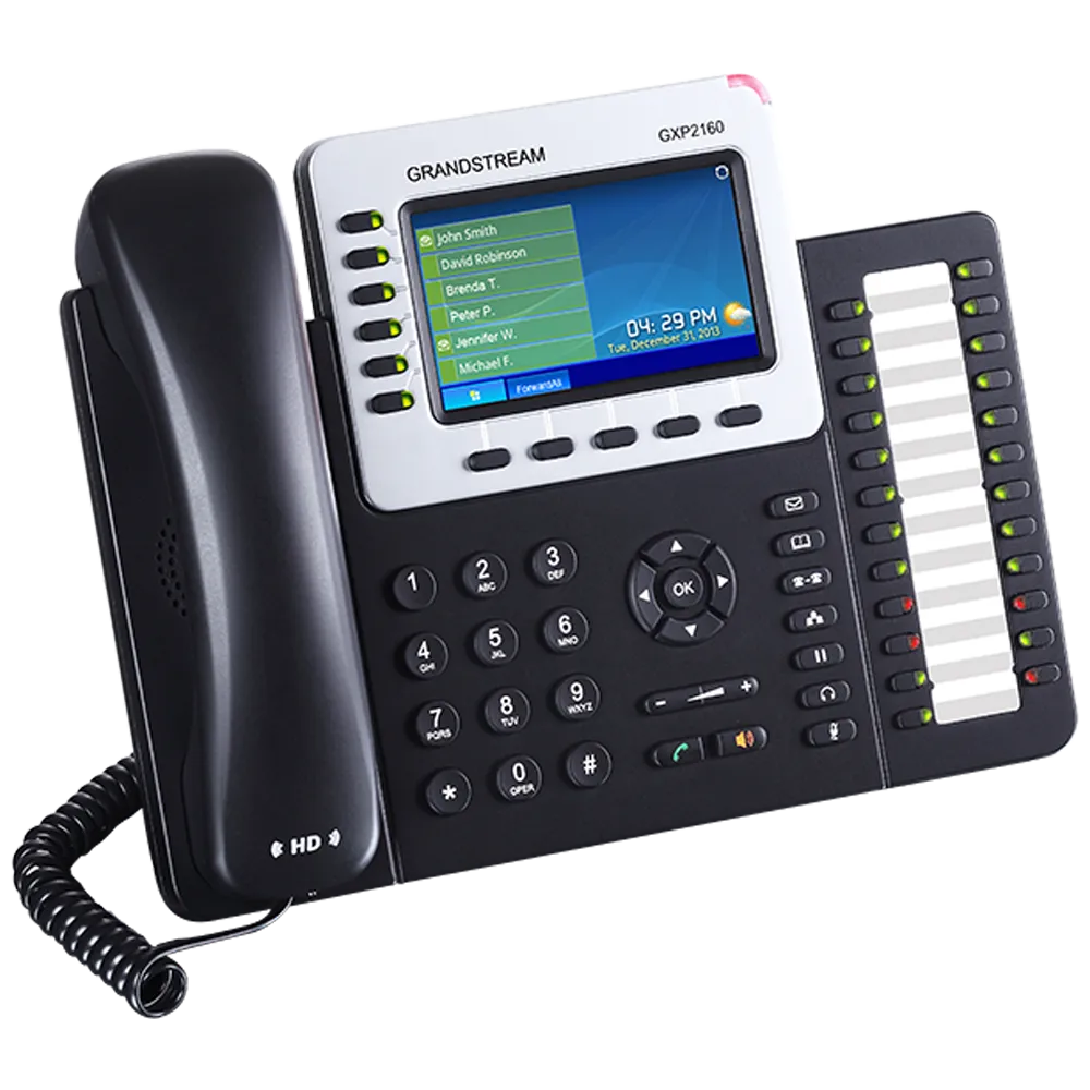 Grandstream GXP2160 IP Phone with 6 SIP Lines, 4.3" Color Display, HD Audio, 5-Way Conferencing, Dual Gigabit Ports & PoE