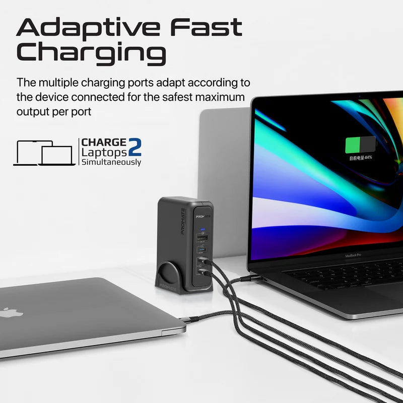 محطة شحن Promate فائقة السرعة GaNFast™ بقوة 140 واط مع Power Delivery 3.1 وQuick Charge 3.0