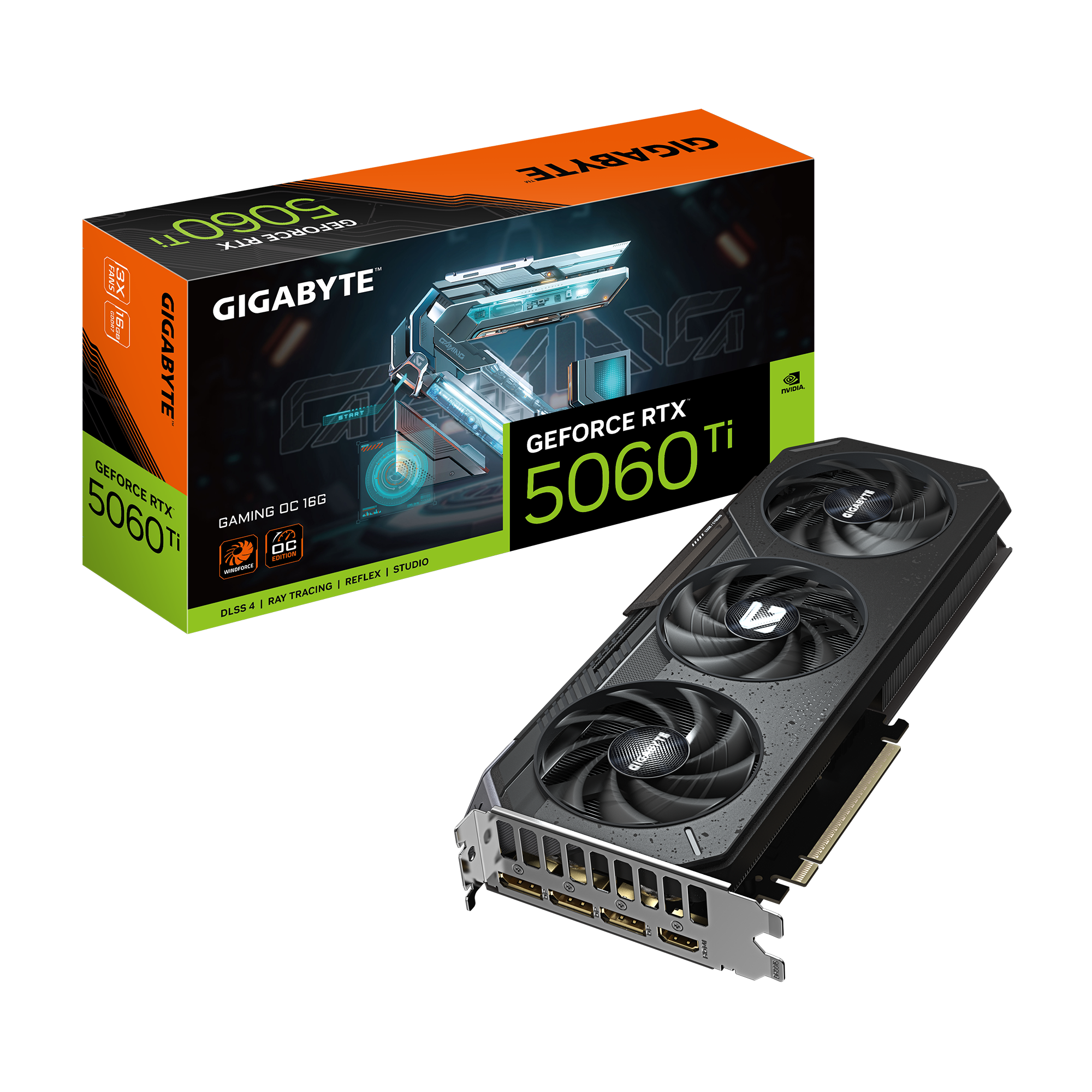 بطاقة رسومات Gigabyte GeForce RTX 5060 Ti GAMING OC 16G (GV-N506TGAMING-OC-16GD) - ذاكرة GDDR7 سعة 16 جيجابايت، وDLSS 4، وتبريد WINDFORCE، وإضاءة RGB، ونظام BIOS مزدوج