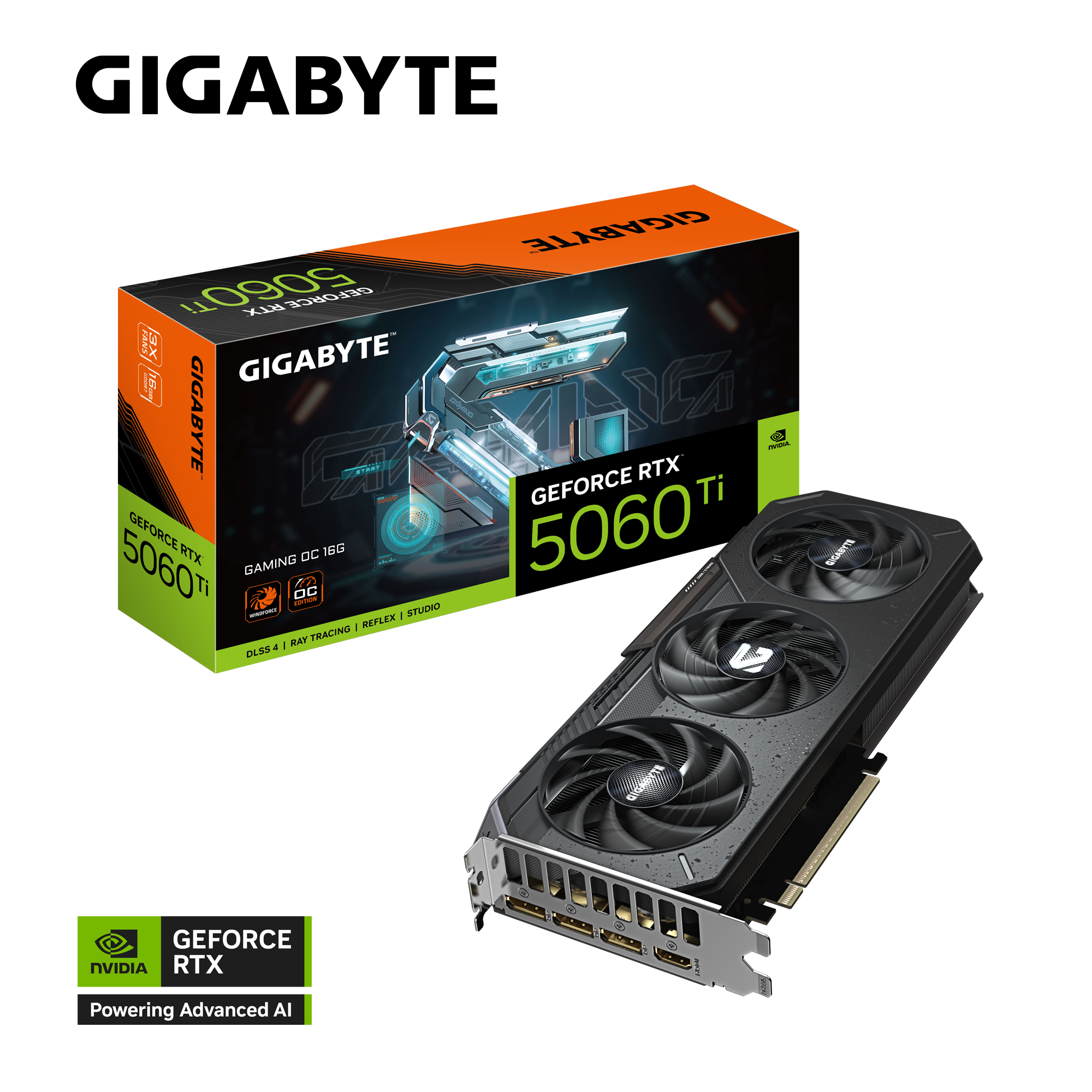 بطاقة رسومات Gigabyte GeForce RTX 5060 Ti GAMING OC 16G (GV-N506TGAMING-OC-16GD) - ذاكرة GDDR7 سعة 16 جيجابايت، وDLSS 4، وتبريد WINDFORCE، وإضاءة RGB، ونظام BIOS مزدوج