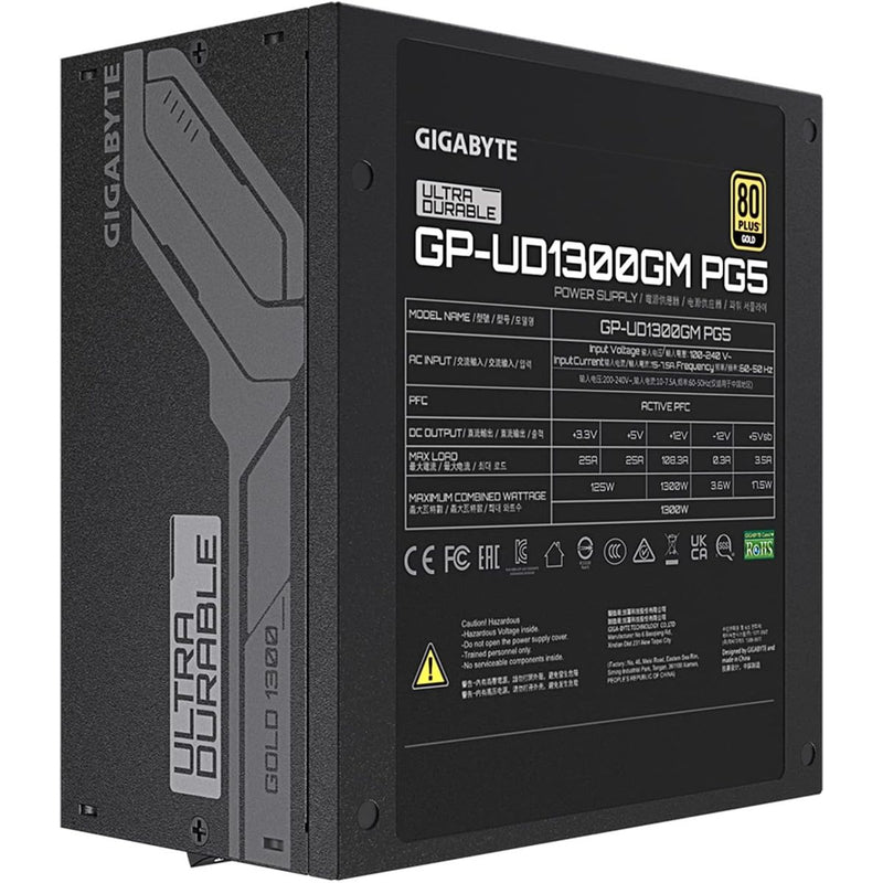 وحدة إمداد الطاقة GIGABYTE GP-UD1300GM PG5 - 1300 واط، ATX 3.0، PCIe Gen5، 80+ Gold، وحدات كاملة