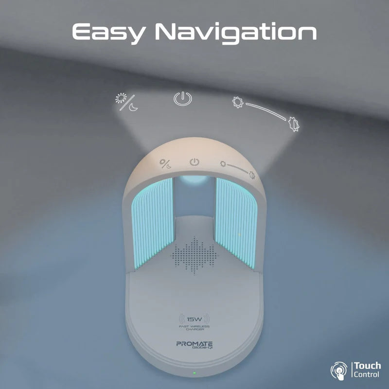 Promate Globe-QI – 3-in-1 LED Night-Lamp, Bluetooth Speaker & 15 W Wireless Charger