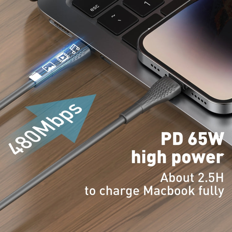 LDNIO 65W LC672C Type-C to Type-C Cable Support PD QC3.0 4.0+ Fast Charging Cell Mobile Phone Charger Data Cables for Telephone