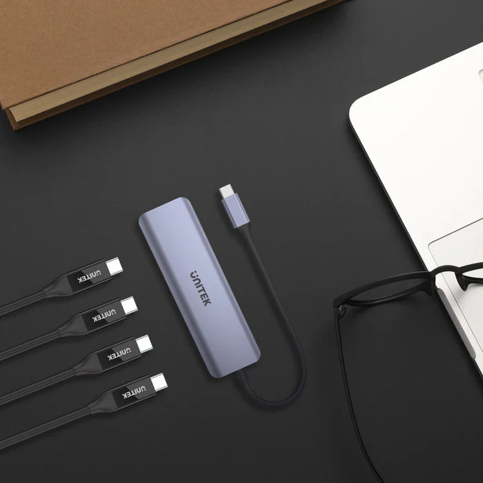 UNITEK UHub Q4 Next 4-Ports USB-C Hub — USB-C & USB-A Ports, Plug-and-Play Expansion Hub for Laptops & Tablets
