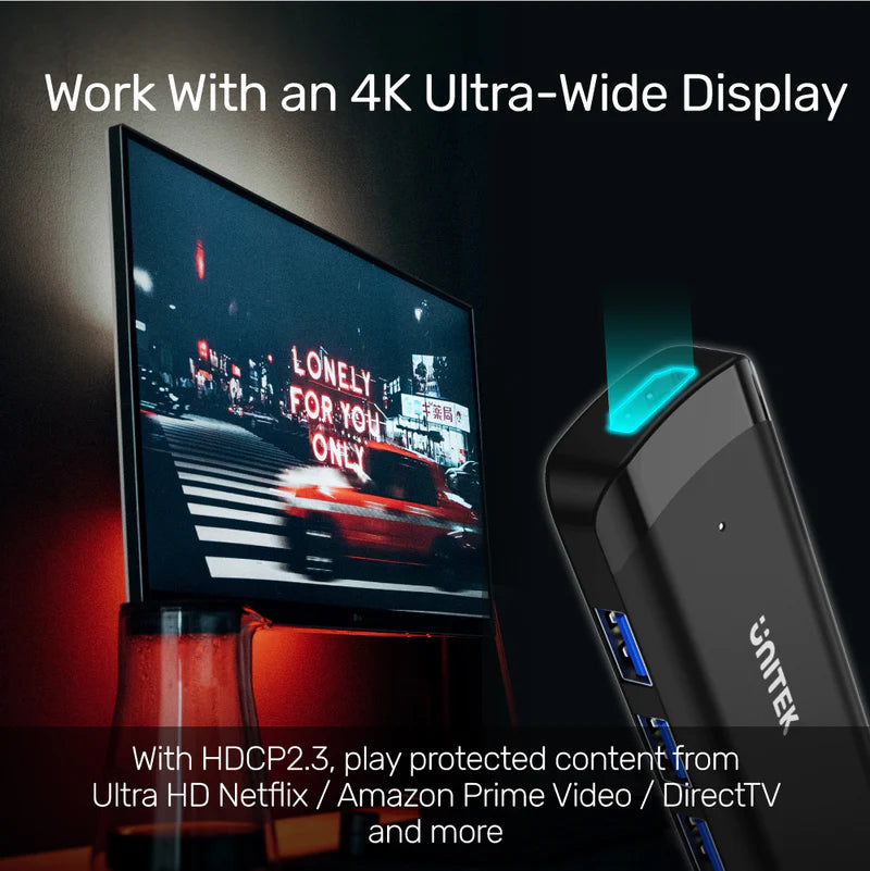UNITEK uHUB Q4+ 4-in-1 Powered USB-C Hub with HDMI