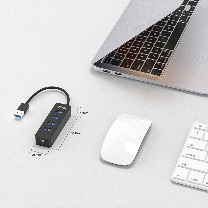 UNITEK uHUB Q4 4 منافذ تعمل بالطاقة USB 3.0 Hub مع منفذ طاقة USB-C