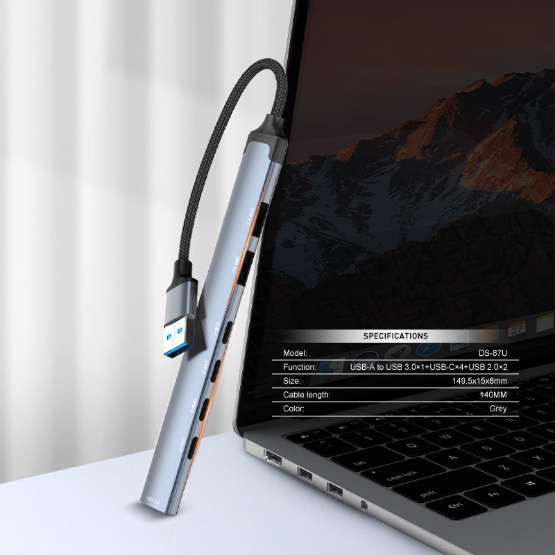 LDNIO DS-87U USB-C Hub Docking Station with USB 3.0 & USB 2.0 Ports, Aluminum Alloy Multi-Port Adapter for Laptop, MacBook, Tablet – OEM/ODM Customizable