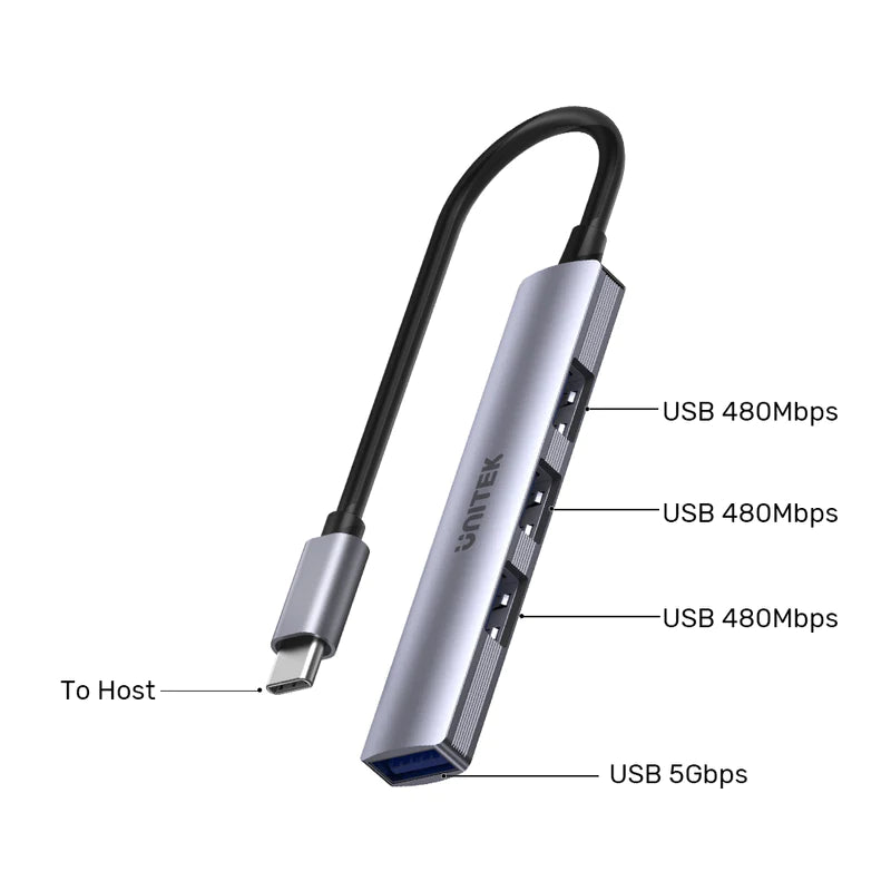 UNITEK uHUB 4 in 1 USB C Hub High Speed Multiport USB Hub up to 5 Gbps
